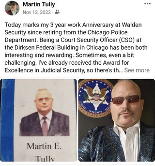 Martin Tully marking his 3 year anniversary with Walden Security;  Source: Facebook
